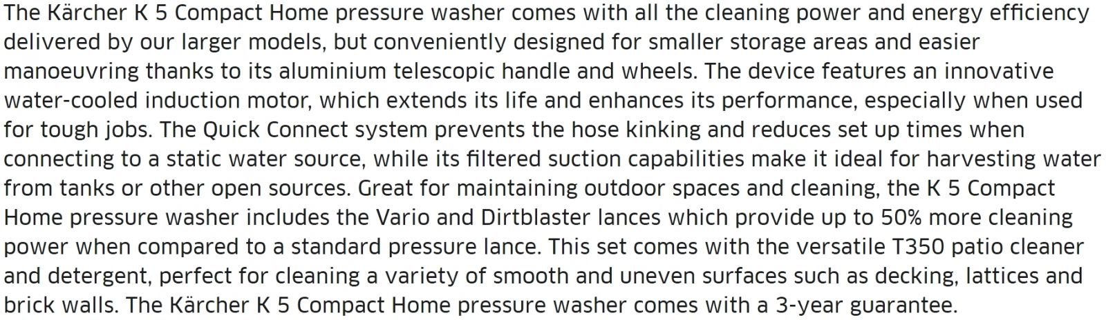 מכונת שטיפה בלחץ גרניק קרשר KARCHER K5 COMPACT HOME 2100W